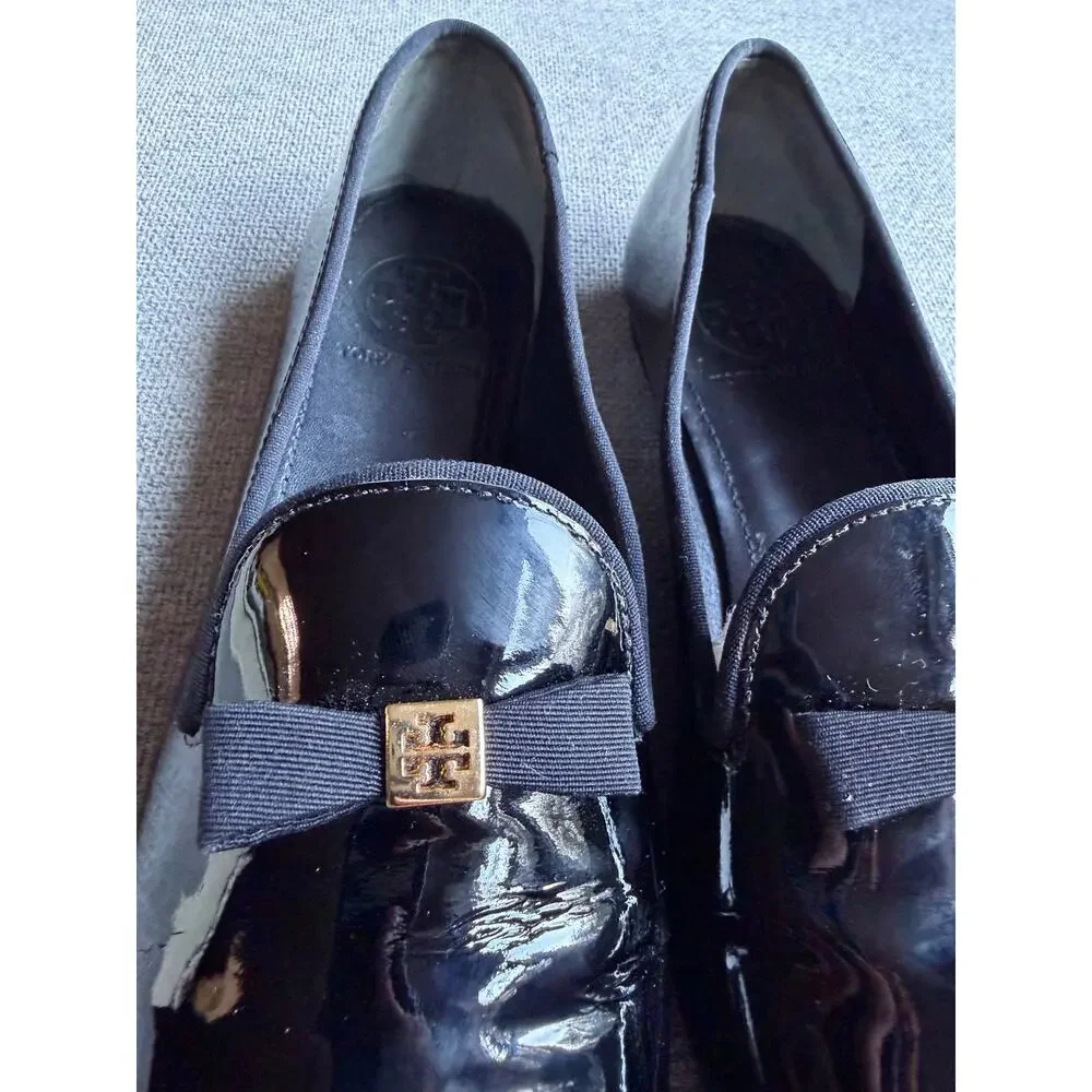 TORY BURCH Chandra Patent Loafer Black Women's 7.5 Preppy